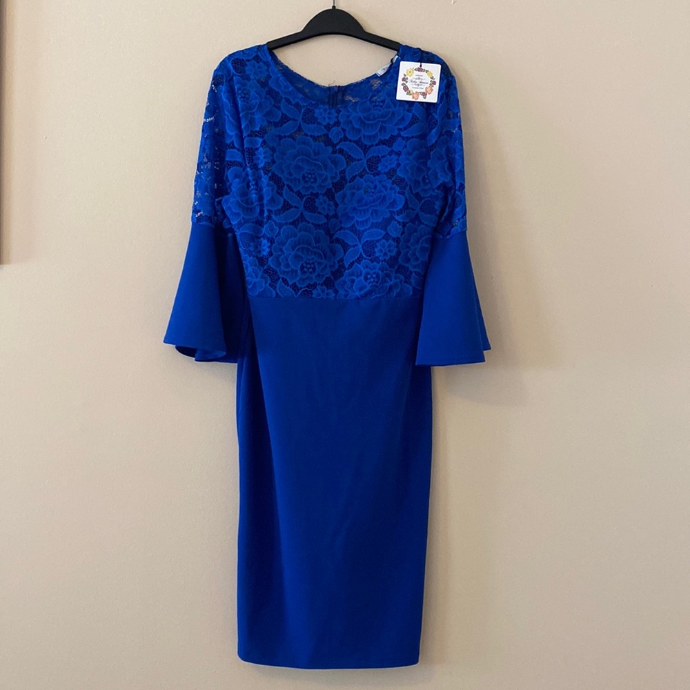 Cobalt / electric blue midi lace dress